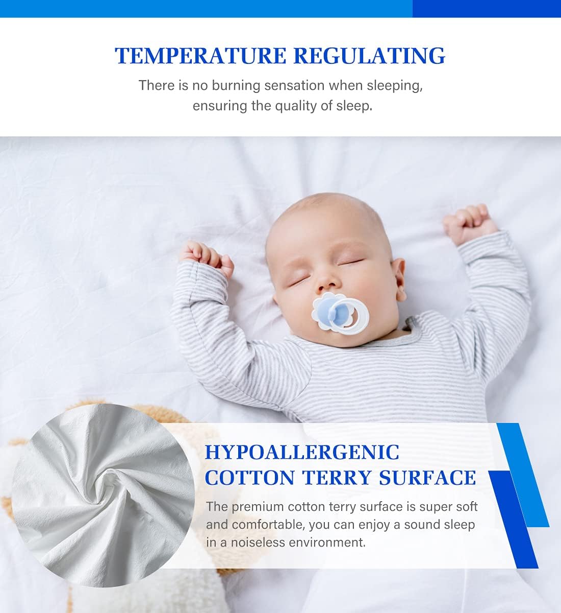 Artivestion Mattress Protector,Mattress Cover Waterproof Mattress Protector for Kids,Noiseless Soft Breathable Terry Mattress Pad for Kids Pets Adults