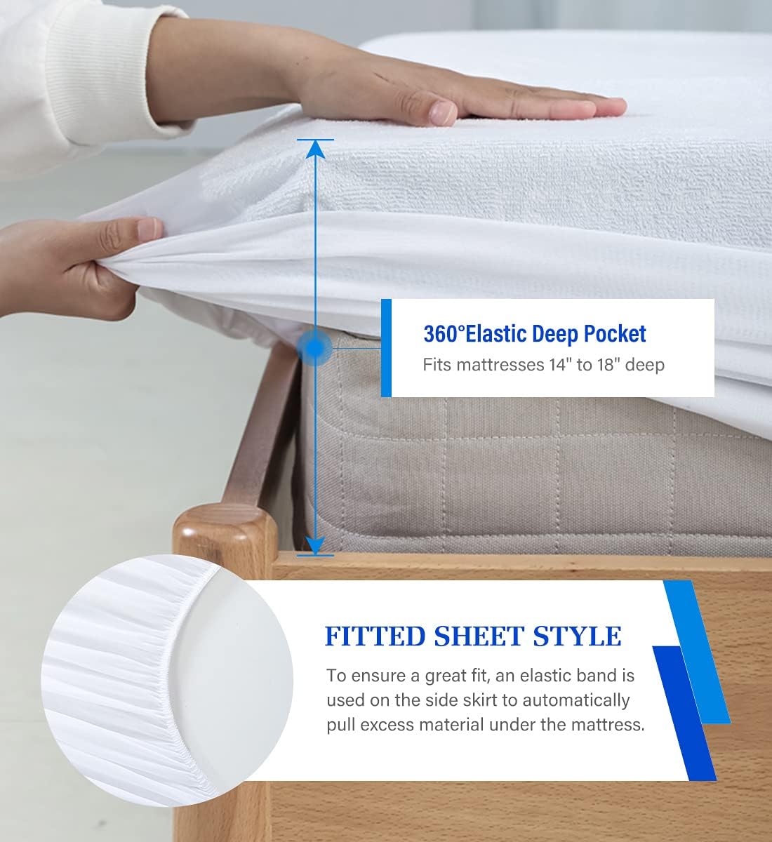 Artivestion Mattress Protector,Mattress Cover Waterproof Mattress Protector for Kids,Noiseless Soft Breathable Terry Mattress Pad for Kids Pets Adults