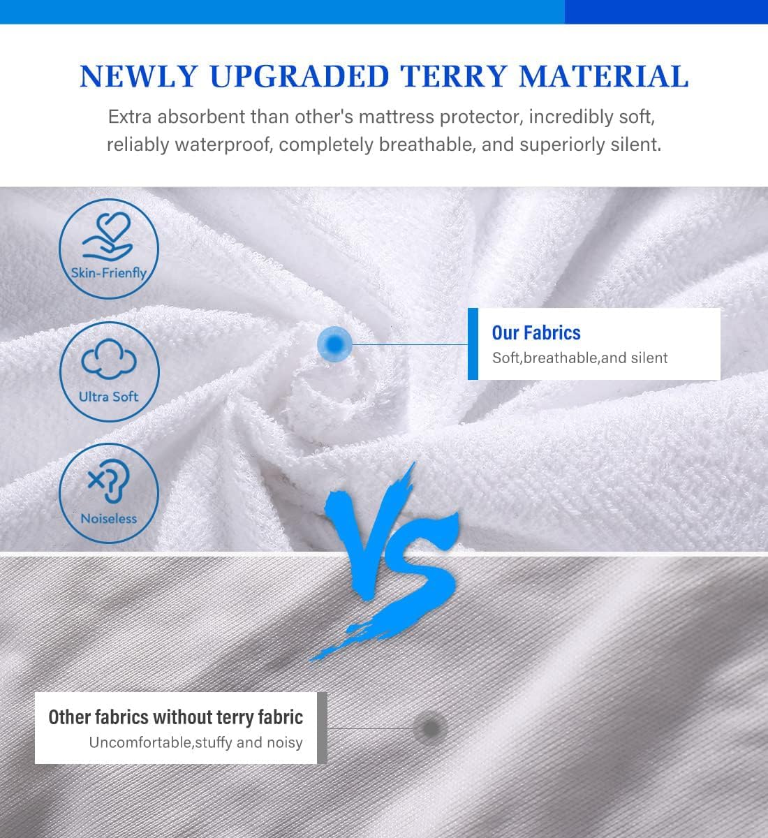 Artivestion Mattress Protector,Mattress Cover Waterproof Mattress Protector for Kids,Noiseless Soft Breathable Terry Mattress Pad for Kids Pets Adults